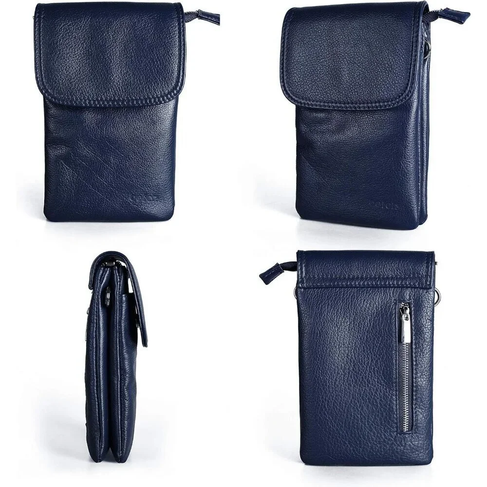 Leather Small Crossbody Phone Bag for Women Slim Compact Organizer